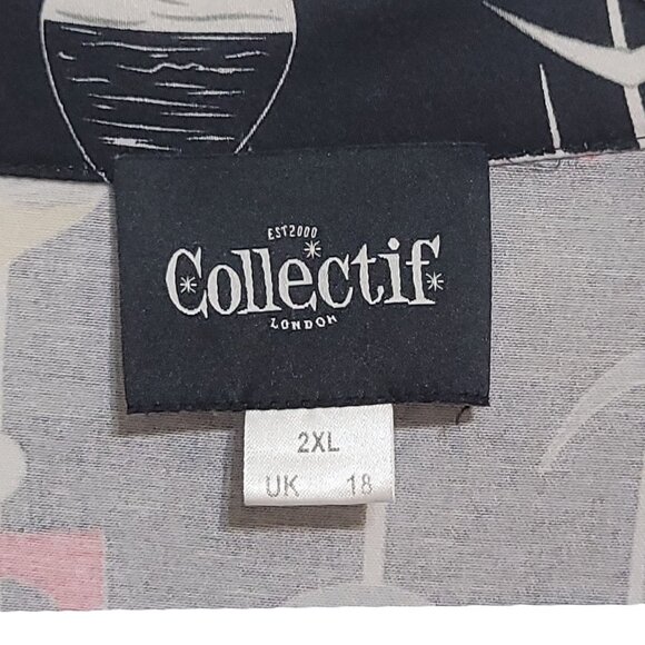 Collectif Caterina Swing Dress Black Mid-Century Atomic 2XL US 14 Rockabilly - Picture 3 of 16